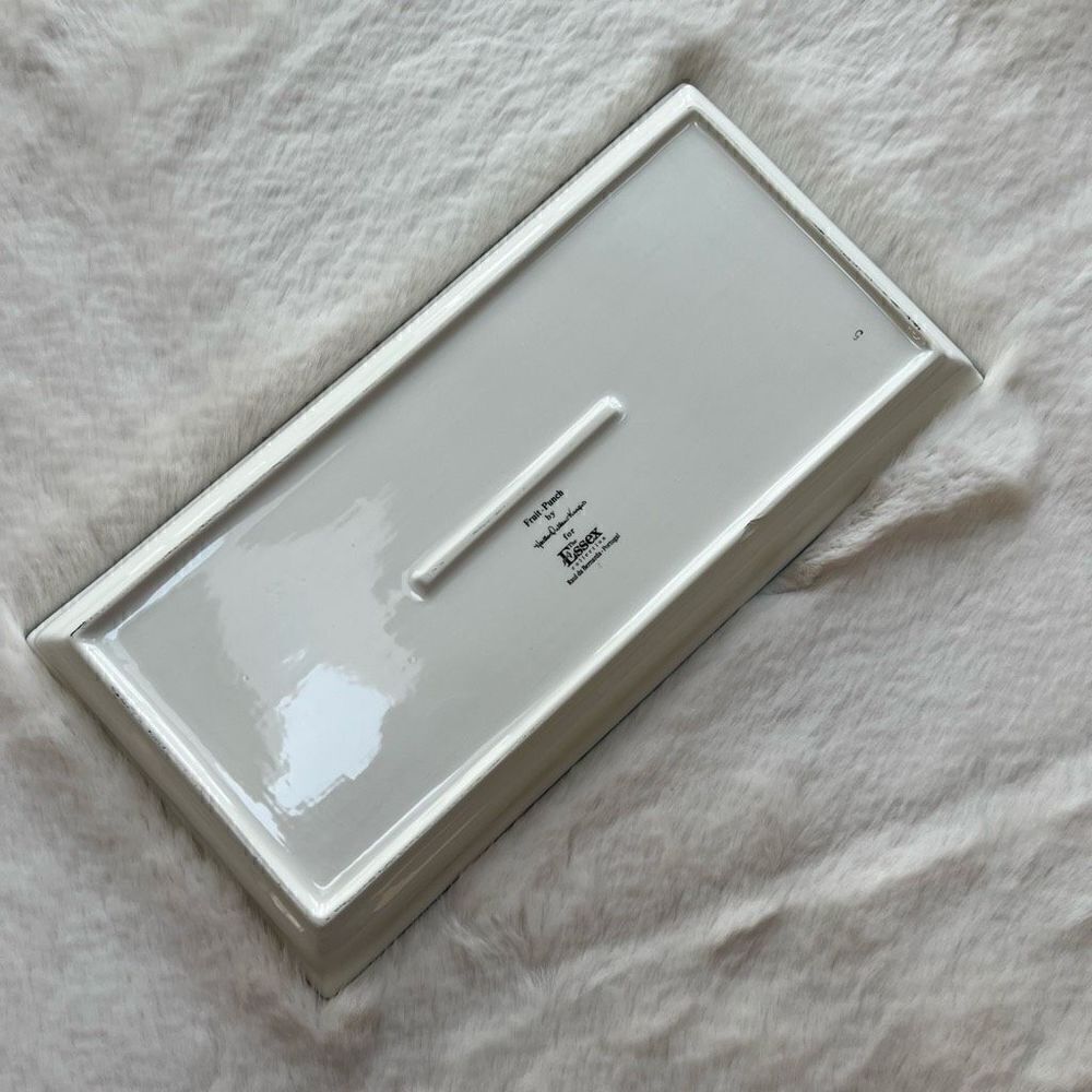 NEW Essex Collection Ceramic Rectangular Serving Tray Fruit Punch Lemon Design - Picture 2 of 8